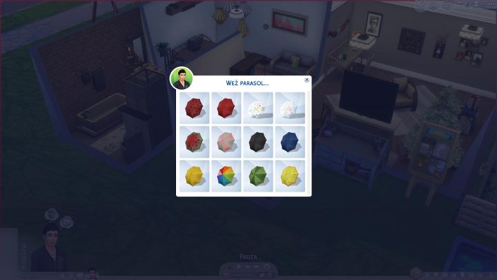 W trybie budowania z zakładki Dekoracje wybierz stojak na parasole - Sims 4 Cztery pory roku: Nowości, ule, parasole, meble, ubrania - Sims 4 - poradnik do gry