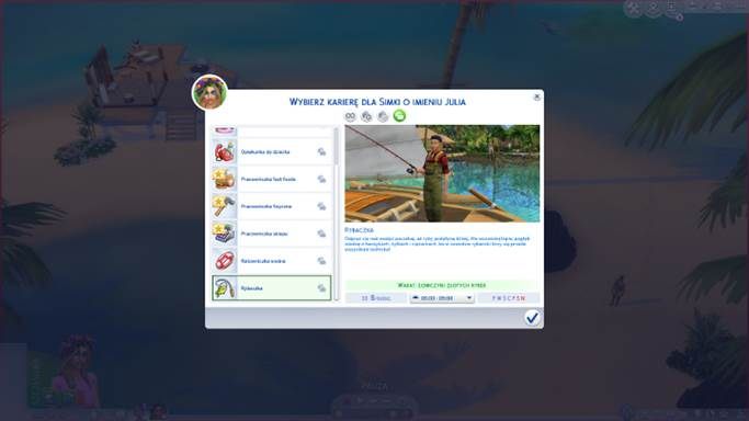 Rybak może pracować w bardzo wczesnych lub bardzo późnych godzinach, co pozwala połączyć dwa etaty. - Sims 4 Wyspiarskie życie: Nowe prace na pół etatu - Sims 4 - poradnik do gry