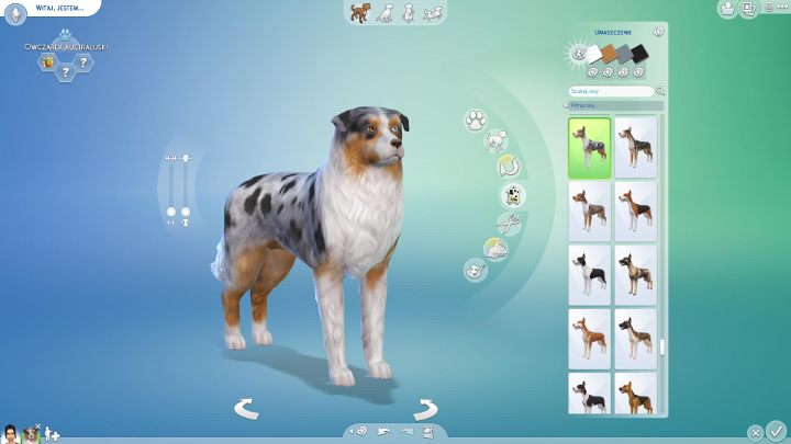 Tutaj możesz edytować umaszczenie zwierzaka - wszelkie plamki i ogólny wygląd sierści - Sims 4 Psy i koty: Tworzenie zwierząt - Sims 4 - poradnik do gry