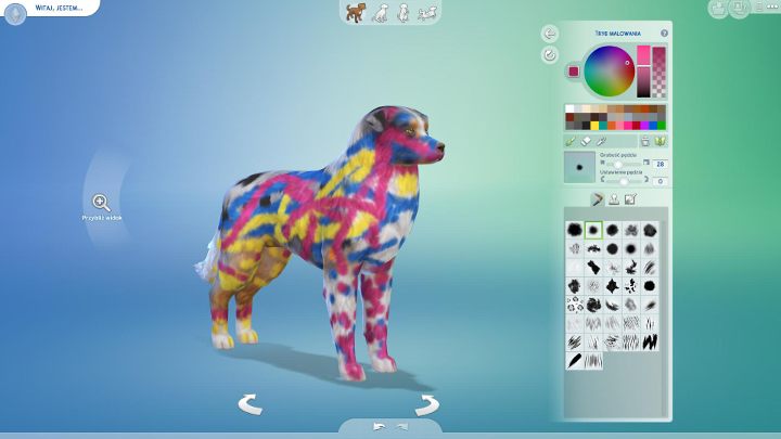 Ostatnie menu pozwala na pomalowanie zwierzaka - możesz na nim stworzyć dowolny wzór - Sims 4 Psy i koty: Tworzenie zwierząt - Sims 4 - poradnik do gry