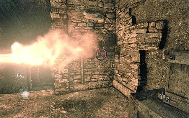 Nie próbuj podchodzić do pokrętła jeśli w pobliżu są płomienie! - Dotarcie do Miasta Pogrobowców | Rozdział 7 (Ukryte Miasto) | Solucja Thief - Thief - poradnik do gry