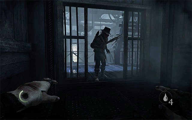 Ukrycie się w narożniku windy pozwoli Garrettowi na uniknięcie wszczęcia alarmu - Przeprawa przez drugą część Światła Brzasku - opis | Rozdział 8 (Światło Brzasku) - Thief - poradnik do gry