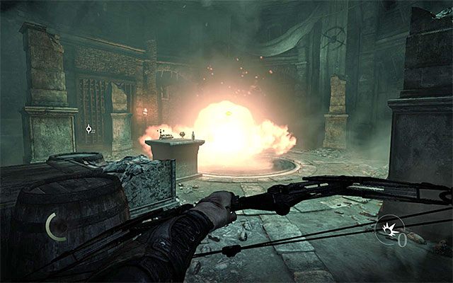 Strzały wybuchowe odbierają Generałowi dość dużo punktów zdrowia - Spotkanie z Generałem - pokonanie Generała | Rozdział 7 (Ukryte Miasto) - Thief - poradnik do gry