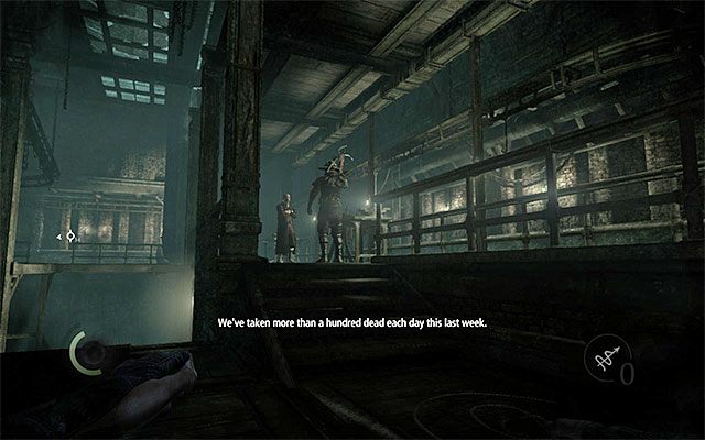 Obszar z naukowcem i dwoma strażnikami - Przeprawa przez drugą część odlewni | Rozdział 2 (W proch się obrócisz) | Thief - Thief - poradnik do gry