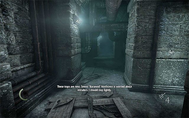 Uważaj na pułapki w piwnicy, omijając je lub odpowiednio wcześniej rozbrajając - Eksploracja piwnicy i parteru posiadłości Barona - opis | Rozdział 6 (Człowiek na rozstajach) - Thief - poradnik do gry