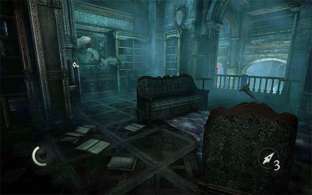 Gabinet zawiera balustradę, dzięki której w razie potrzeby możesz szybko powrócić na parter - Eksploracja pierwszego piętra i strychu posiadłości Barona - opis | Rozdział 6 (Człowiek na rozstajach) - Thief - poradnik do gry
