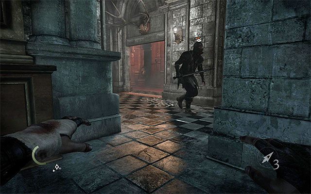 Uważaj na wszystkich nowych wrogów patrolujących dolny poziom - Dotarcie do sali ceremonialnej - opis | Rozdział 6 (Człowiek na rozstajach) - Thief - poradnik do gry