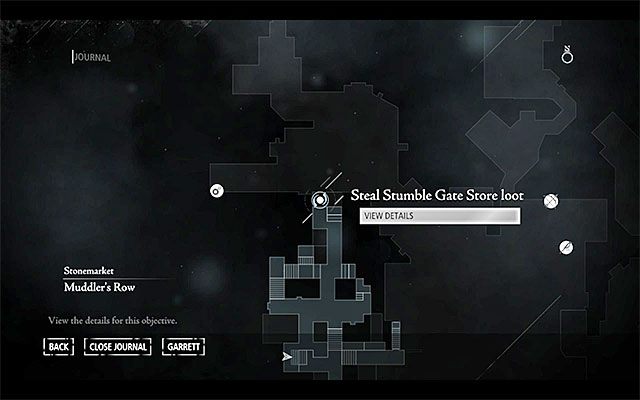 Cel podróży pokazany został na powyższym obrazku - jest on zlokalizowany w północnej części Starej Dzielnicy (Old Quarter) - Bez odwrotu | Poboczne zlecenia (Jobs) - Basso | Solucja Thief - Thief - poradnik do gry