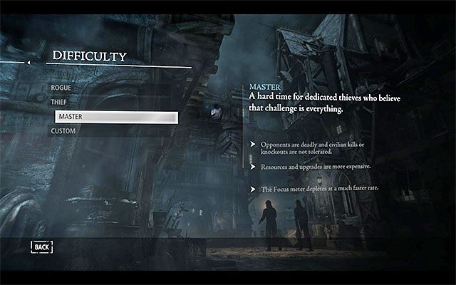 Oprócz wybrania najwyższego poziomu Mistrz możesz też sobie utrudnić i urozmaicić rozgrywkę na inne sposoby - Wybór poziomu trudności w Thief | Porady - Thief - poradnik do gry