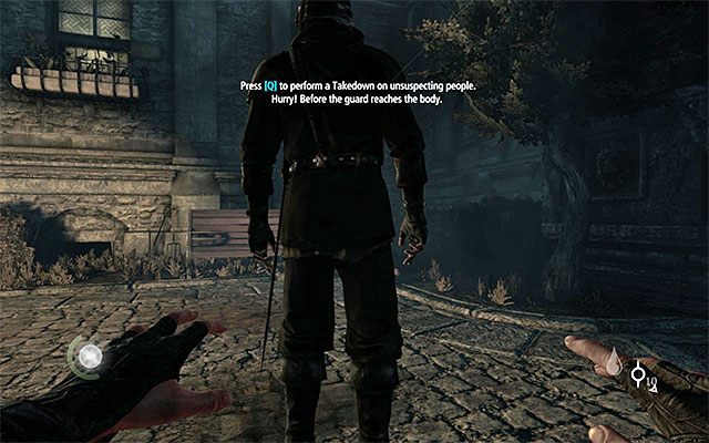 Zajdź od tyłu przeciwnika i go ogłusz - Przeprawa przez ogrody | Prolog w Thief - Thief - poradnik do gry