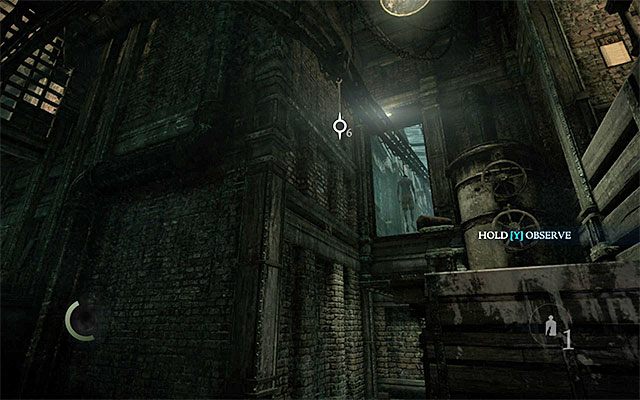 Wszystkie opisane wyżej ścieżki prowadzą w to samo miejsce, a mianowicie do pokazanego na powyższym obrazku interaktywnego haka - Przeprawa przez pierwszą część odlewni | Rozdział 2 (W proch się obrócisz) - Thief - poradnik do gry