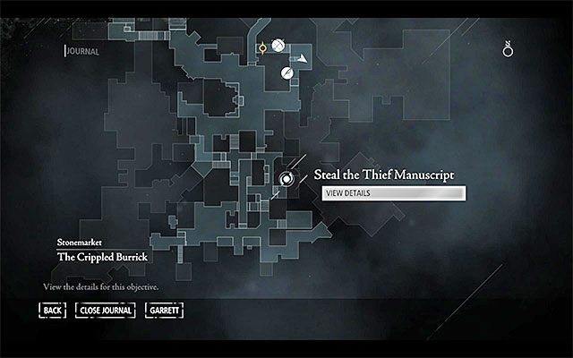 Cel podróży pokazany został na powyższym obrazku - musisz wybrać się na południe, a konkretnie do dzielnicy [Stonemarket - Blackfurrow] - Naprawianie szkód | Poboczne zlecenia (Jobs) - Basso | Solucja Thief - Thief - poradnik do gry