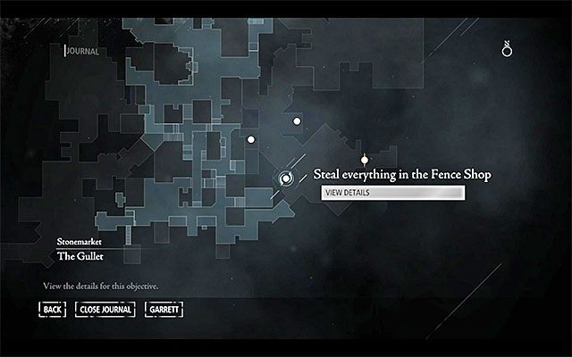Cel podróży pokazany został na powyższym obrazku - jest on zlokalizowany w dzielnicy [Stonemarket - Barons Way South], do której możesz dotrzeć między innymi przechodząc przez południową część centrum miasta - Okradzenie pasera | Poboczne zlecenia (Jobs) - Basso | Solucja Thief - Thief - poradnik do gry