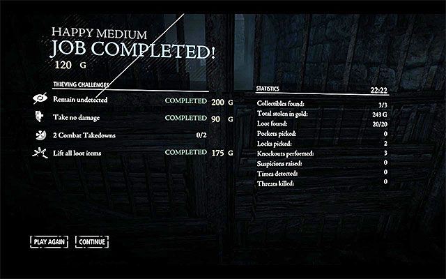 Przykładowy ekran podsumowania misji - Podsumowania i powtarzanie misji w Thief | Porady - Thief - poradnik do gry