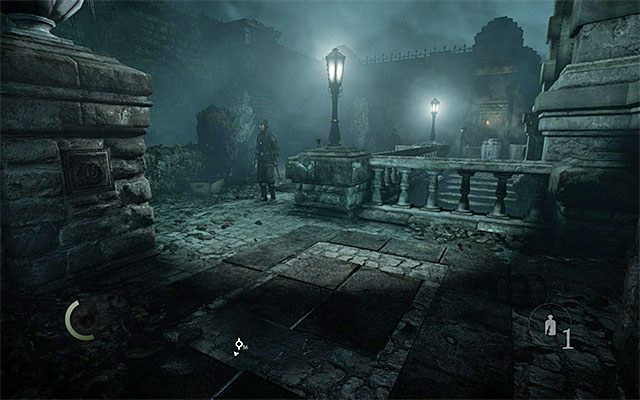 Wariant B zakłada skorzystanie z głównych schodów prowadzących do piwnicy posiadłości i znajdują się one w pokazanym na powyższym screenie miejscu, czyli przy bocznych uliczkach biegnących wzdłuż murów budynku - Przedostanie się do wnętrza posiadłości Barona | Rozdział 6 (Człowiek na rozstajach) - Thief - poradnik do gry