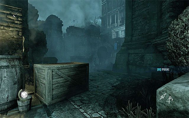 Ścieżka prowadząca w stronę miejsca użycia strzały ze sznurem - Przedostanie się do wnętrza posiadłości Barona | Rozdział 6 (Człowiek na rozstajach) - Thief - poradnik do gry