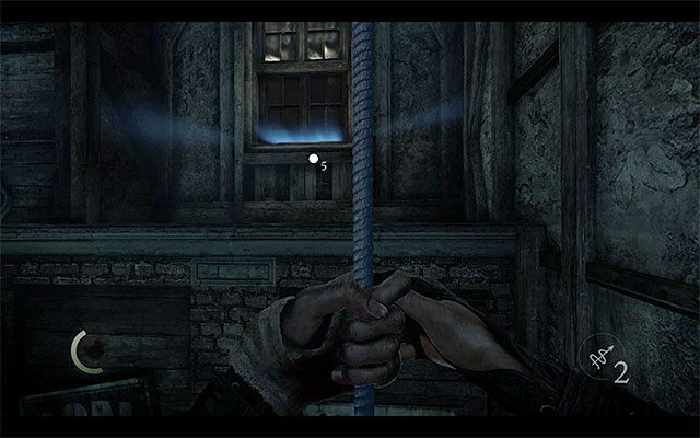 Złap się liny i następnie doskocz do półki z okiennicą - Powieszony i kropka | Poboczne zlecenia (Jobs) - Basso | Solucja Thief - Thief - poradnik do gry