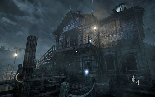 Wejście do tawerny Zakątek Syren - Zleceniodawcy pobocznych misji | Wizyty w mieście w Thief - Thief - poradnik do gry