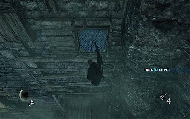 Po dotarciu do ostatniej krawędzi musisz zjechać po linie - Przeprawa przez doki ładunkowe Ukrytego Miasta | Rozdział 7 (Ukryte Miasto) - Thief - poradnik do gry