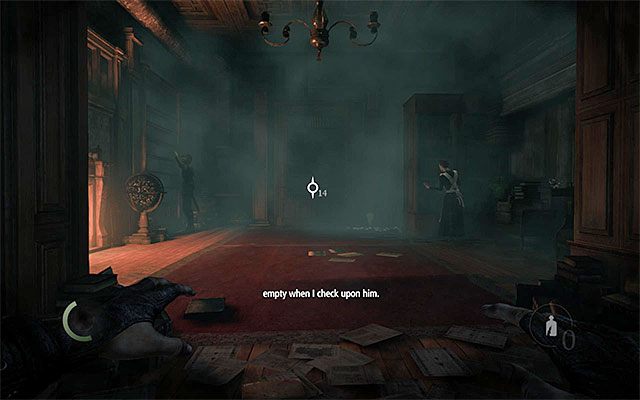 Po dostatecznym przeszukaniu całej posiadłości i przylegającego do niej ogrodu wybierz się do pomieszczenia zlokalizowanego w północno-zachodniej części pierwszego piętra, a mianowicie do pokazanej na powyższym obrazku biblioteki - Dotarcie do gabinetu Architekta | Rozdział 4 (Przyjaciel w potrzebie) | Thief - Thief - poradnik do gry