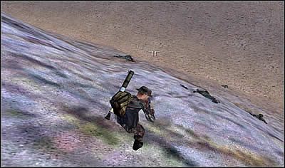 Gdy i oni przejdą do historii, wjedź na sam szczyt i rozpocznij schodzenie mniej więcej w kwadracie Bg61 - Misja 18 - Walka o Ogień | Operation Flashpoint Resistance - Operation Flashpoint: Resistance - poradnik do gry