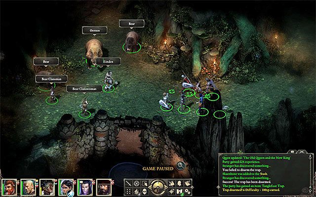 Miejsce pojawienia się niedźwiedzia Oernosa - dotrze on do Paszczy dopiero później - Zadania bóstw otrzymane w Dorzeczu Wiązów | Pillars of Eternity - Pillars of Eternity - poradnik do gry