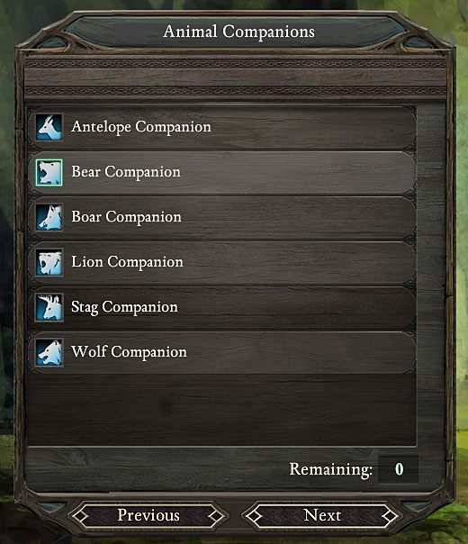 Im niżej znajduje się zwierzak, tym bardziej doświadczeni gracze powinni go wybierać. - Pillars of Eternity: Łowca | Klasy postaci - Pillars of Eternity - poradnik do gry