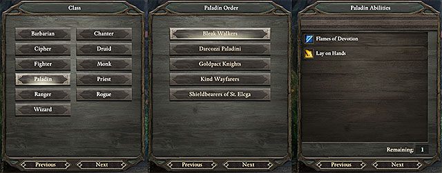 Niektóre klasy wymagają dodatkowo wyboru zakonu, który wpływa m.in. na osobowość postaci. - Pillars of Eternity: Tworzenie postaci - Pillars of Eternity - poradnik do gry