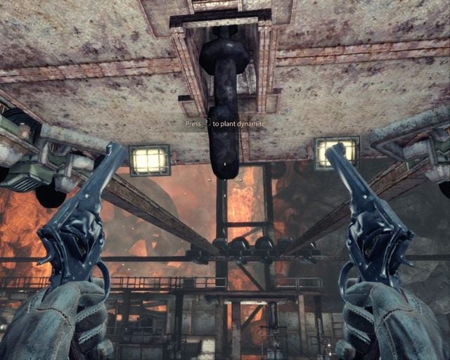 Załóż ładunki na haku, p o czym strzel do nich gdy będą się stykały z łańcuchem na jego drodze - Mines | Opis przejścia Deadfall Adventures - Deadfall Adventures - poradnik do gry