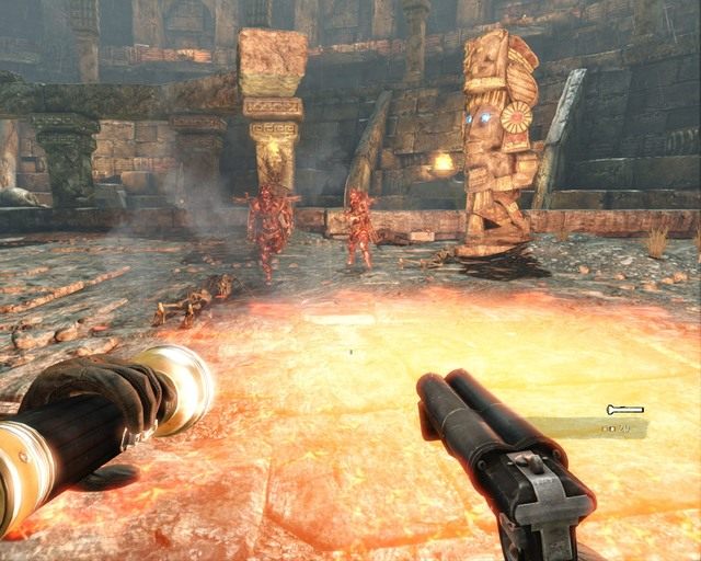 Stań za posągami i aktywuj je świecąc w kryształy za nimi - Mayan Temple | Opis przejścia Deadfall Adventures - Deadfall Adventures - poradnik do gry