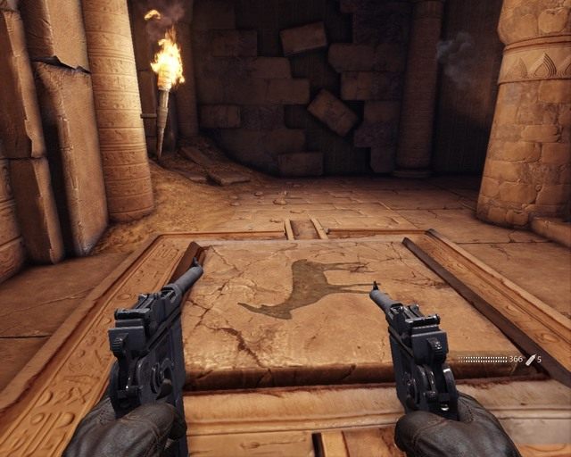 Za pomocą takich przycisków musisz odsunąć kolumnę, ten naciśnij jako drugi - Pyramid | Opis przejścia Deadfall Adventures - Deadfall Adventures - poradnik do gry