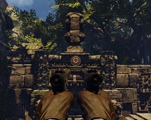 Po przekręceniu kołem strzel do przycisku - Mayan Jungle | Opis przejścia Deadfall Adventures - Deadfall Adventures - poradnik do gry