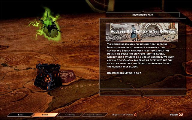 Zanim zajmiesz się dalszą częścią tego zadania musisz uzbierać co najmniej cztery punkty władzy (Power) - Dragon Age Inquisition: Nieustające zagrożenie (The Threat Remains) - Dragon Age: Inkwizycja - poradnik do gry