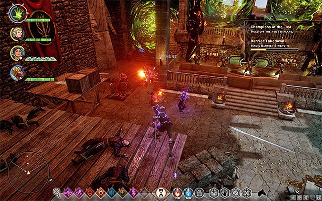 Postacie walczące na dystans mogą atakować zarażonych templariuszy z rusztowań - Dragon Age Inquisition: Bohaterowie słusznej sprawy (Champions of the Just) - Dragon Age: Inkwizycja - poradnik do gry