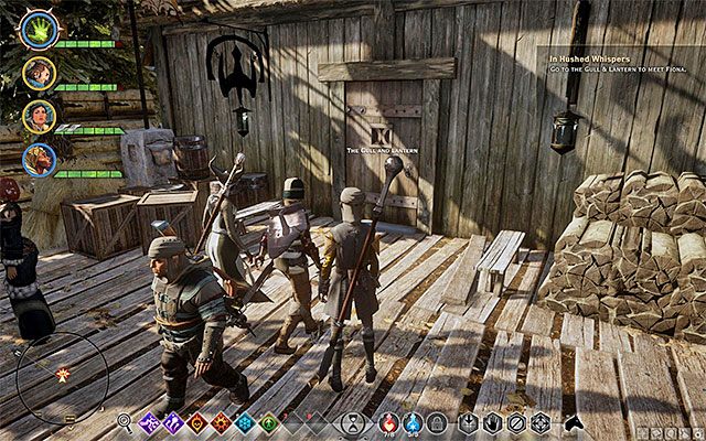 Wejście do tawerny w Redcliffe - Dragon Age Inquisition: Szeptem (In Hushed Whispers) - Dragon Age: Inkwizycja - poradnik do gry