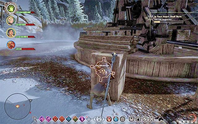 W wolnych chwilach wchodź w interakcję z mechanizmem trebusza - Dragon Age Inquisition: W twym sercu gorzeć będzie (In Your Heart Shall Burn) - Dragon Age: Inkwizycja - poradnik do gry