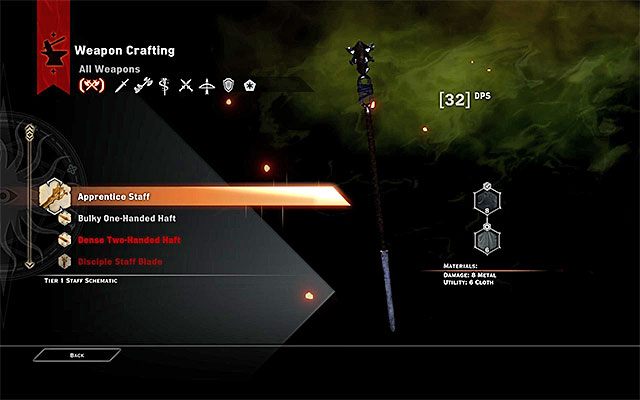 Okno tworzenia broni - Dragon Age Inquisition: Tworzenie - broń i zbroja - Dragon Age: Inkwizycja - poradnik do gry