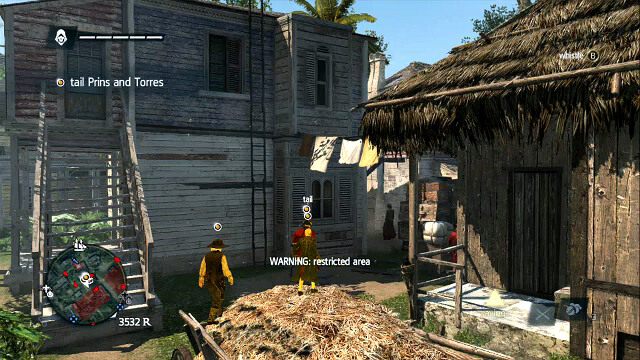 Przy następnym zakręcie będą przechodzić obok domu, na którym znajdziesz kolejnego pana z muszkietem - Traveling Salesman - Assassins Creed IV: Black Flag - poradnik do gry