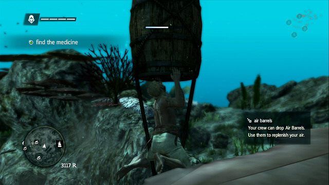 Na mapie będą też specjalne beczki, jak na zdjęciu, wypełnione powietrzem - Diving For Medicines - Assassins Creed IV: Black Flag - poradnik do gry