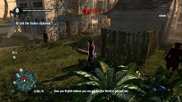 Znajdziesz tam siano, ale zanim do niego wejdziesz wskocz w krzaki, jak na screenie, i ściągnij stojącego przy nim żołnierza - A Governor No Longer - Assassins Creed IV: Black Flag - poradnik do gry