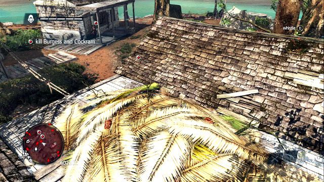 Będąc w sianie włącz orli wzrok, z głębi ekranu powinni nadejść Burgess i Cockram - Trust Is Earned - Assassins Creed IV: Black Flag - poradnik do gry