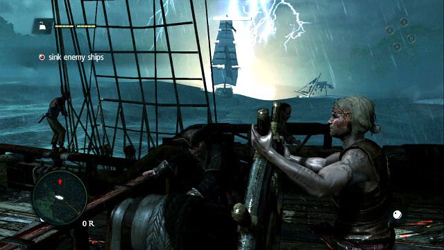 Wrogi statek zostanie trafiony przez piorun - Edward Kenway - Assassins Creed IV: Black Flag - poradnik do gry