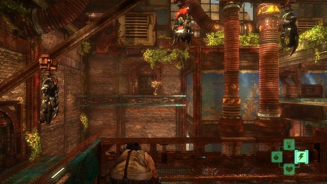 Zjazd windą - przeciwnik od frontu - Down the Tubes | DLC - Pigsys Perfect 10 | Enslaved Odyssey to the West - Enslaved: Odyssey to the West - poradnik do gry