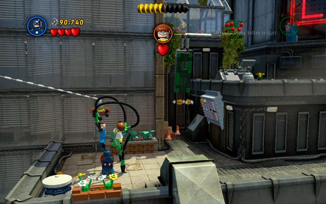 Gdy zbiornik z wodą przejdzie do przeszłości, dostań się do jego pozostałości i zbuduj z nich wyciąg linowy - Times Square Off | Opis przejścia LEGO Marvel Super Heroes - LEGO Marvel Super Heroes - poradnik do gry