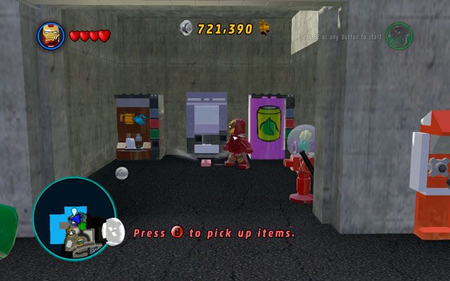 Cofnij się kawałek i wleć do otwartego właśnie magazynu po lewej (patrząc od strony zatoki) - Nowy Jork - pierwsza wizyta | Opis przejścia LEGO Marvel Super Heroes - LEGO Marvel Super Heroes - poradnik do gry