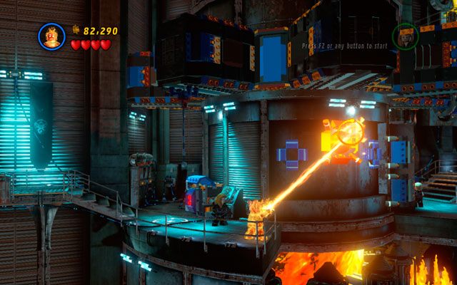 Stop kulę dzięki płomieniowi Ludzkiej Pochodni, a w odsłonięty w ten sposób otwór zapakuj strzałę Hawkeyea - Red Head Detention | Opis przejścia LEGO Marvel Super Heroes - LEGO Marvel Super Heroes - poradnik do gry