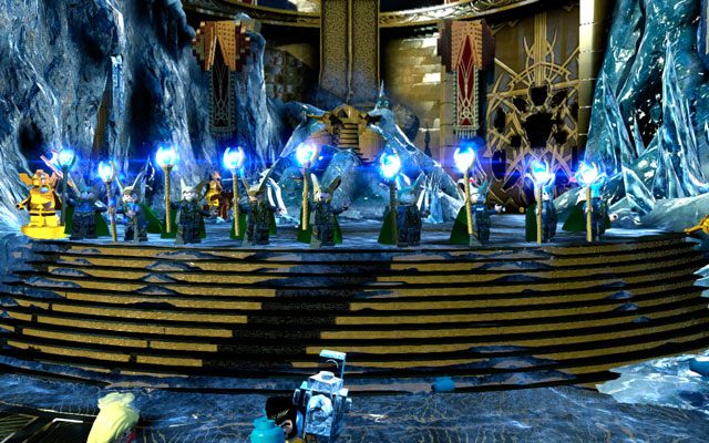 Kiedy Loki przywoła swoje kopie, wybierz Wolverinea i wywęsz prawdziwego wroga - Bifrosty Reception | Opis przejścia LEGO Marvel Super Heroes - LEGO Marvel Super Heroes - poradnik do gry