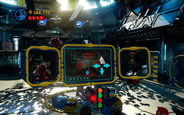 Poczekaj, aż Juggernaut rzuci w Ciebie skrzynią, by z jej kawałków zbudować komputer dla Bestii (montażu dokona Jean) - Juggernauts and Crosses | Opis przejścia LEGO Marvel Super Heroes - LEGO Marvel Super Heroes - poradnik do gry