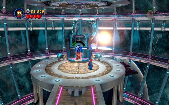 Pokonaj wszystkich wrogów, którzy na Ciebie wybiegną, po czym zbliż się do panelu z dwoma otworami na sieć - Magnetic Personality | Opis przejścia LEGO Marvel Super Heroes - LEGO Marvel Super Heroes - poradnik do gry