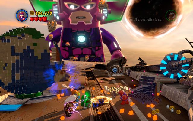 Użyj laserowego wzroku Cyklopa, aby przepalić złote klocki z lewej strony - The Good, the Bad and the Hungry | Opis przejścia LEGO Marvel Super Heroes - LEGO Marvel Super Heroes - poradnik do gry